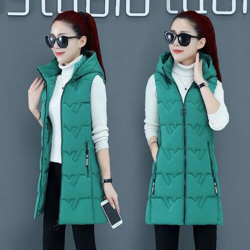 Womens Vests Winter Slim Hooded Women Vest Plus Size Coats Women 4XL Sleeveless Jackets And Coats Long Vest And Waistcoats Parka