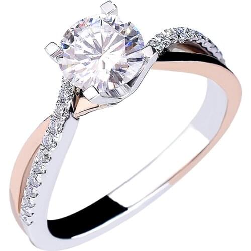 Rose Gold 925 Sterling Silver Rings for Women Unique Two-tone Luxury Gift Creative Elegant Fine Jewelry Engagement Wedding Party