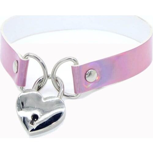 Hip Hop Heart Lock Key Collar Necklace Women Leather Gothic Choker Necklaces on neck Goth Bondage jewelry Collier femme Jewelry