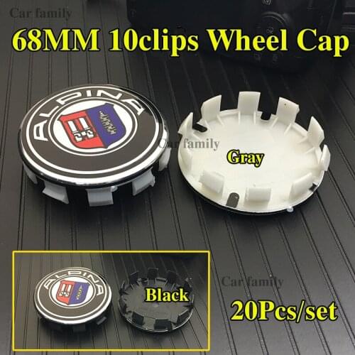 20pcs For BMW Wheels Hub Caps Centre Black Gray 68mm 10Clips ABS Car Wheel Center badge Rims Caps Logo Emblem Label