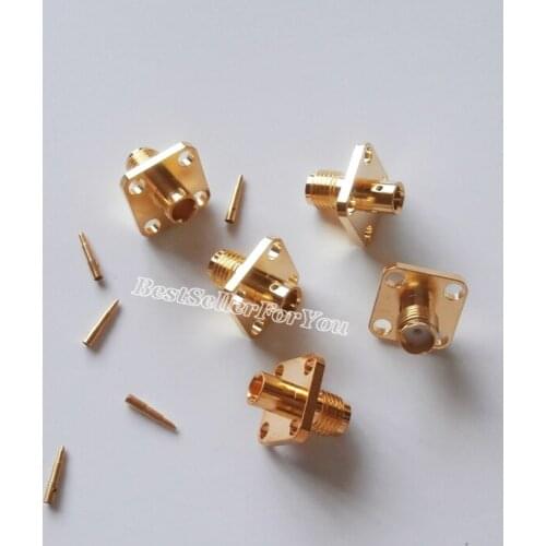 10X RP-SMA solder Female 4 hole flange connector semi-rigid RG402 0.141" cable