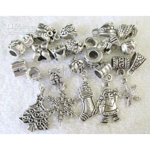 120PCS Tibetan Silver Color mixed beads charms Fit Charm M8348