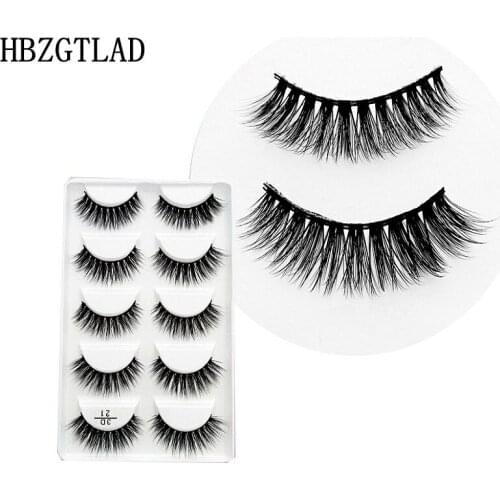 2018 NEW 5 pairs 100% Real Mink Eyelashes 3D Natural False Eyelashes 3d Mink Lashes Soft Eyelash Extension Makeup Kit Cilios 21