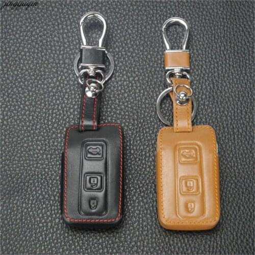 Jingyuqin 3 Button Keyless Protect Cover Bag Smart Remote Leather Key Fob Case for Toyota Avenix Crown Prius Car Fob