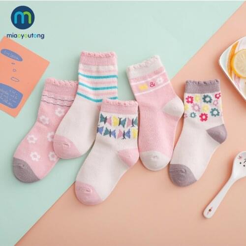 5 Pairs/lot Flower Unicorn Cotton Warm Baby Girl Newborn Childrens socks For Kids Baby Stuff Bebe Girl Birthstone Miaoyoutong