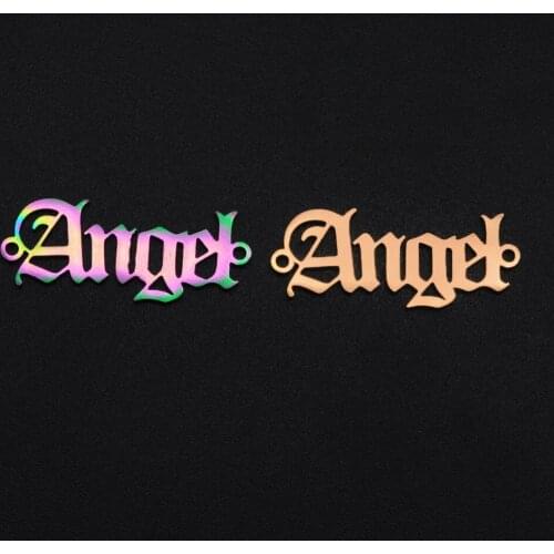 5pcs/lot 100% Stainless Steel Rainbow Angel DIY Charm Pendant Connector Wholesale OEM Order Accepted Finding Supplies