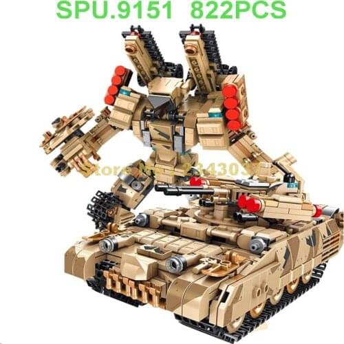 621023 822pcs Military Russia Bmpt Transformation Robot Ww2 Army Forces Weapon Gun 3 Dolls Building Block Toy
