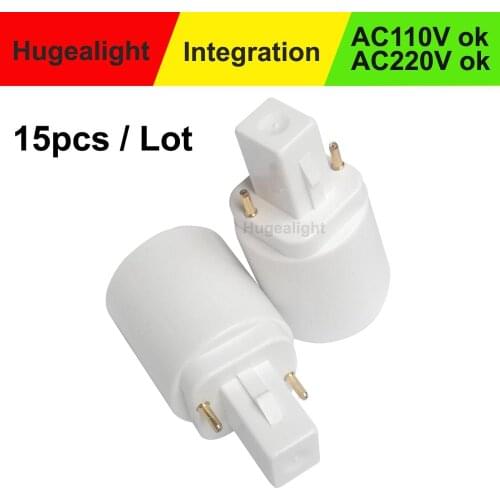 15pcs/lot White LED G24 to E27 Adapter Socket Halogen CFL Light Bulb Base Converter Adapter Lamp Bulb Holder 2pin 85-265V