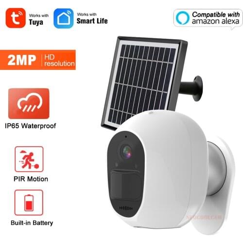 Tuya Smartlife Wireless Solar Wifi IP Camera 1080P Full HD Built-in Battery Camera PIR Alarm Night Vision Outdoor IP66 Waterpoof