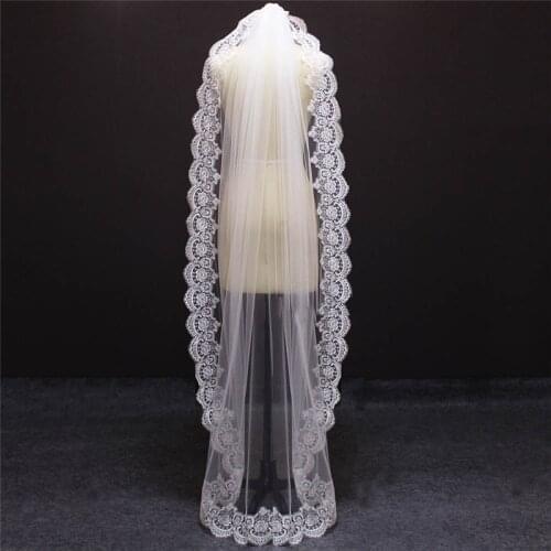 Beautiful Waltz Length Wedding Veil with Comb One Layer Lace Edge Long Bridal Veil Elegant Veil for Bride Wedding Accessories