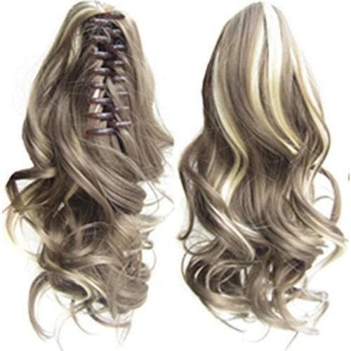 Long Wave Ponytail Wrap Around Ponytail Clip in Hair Headwear Gray Hairpiece Natural Extensions Ha Brown Synthetic K9K3