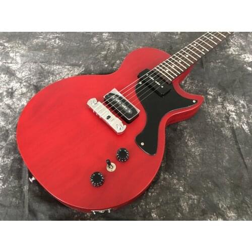 Lvybest electric guitar customized body and headstock shape,cherry red,dot inlay, rosewood fingerboard,chrome parts,free ship