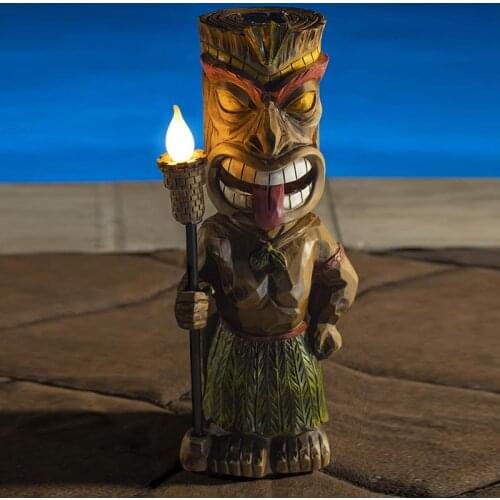 Hot Sale Tiki Guard Solar Powered Outdoor Decor LED Garden Light Decoration Crafts Gardening Sculpture Lawn Lamp for Courtyard