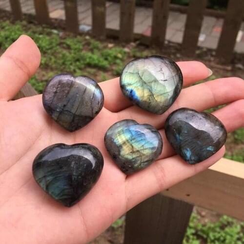 Labradorite heart gemstones natural stone quartz crystals minerales jewelry reiki feng shui healing modern home decor