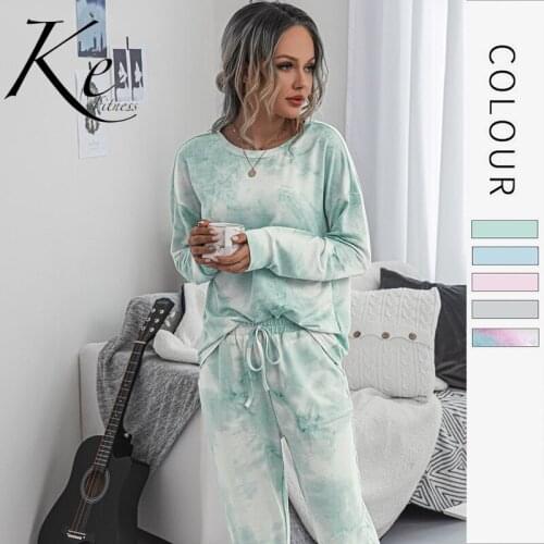 KE 2020 Fashion Print Autumn Winter Womens Casual Homewear 2 pieces Womens Suit tracksuit poliester women tracksuit women