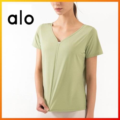 Alo Yoga Summer New Womens T-shirt Double-sided Can Wear Quick-drying Sports Tops Running Fitness Gym Short-sleeved Yoga
