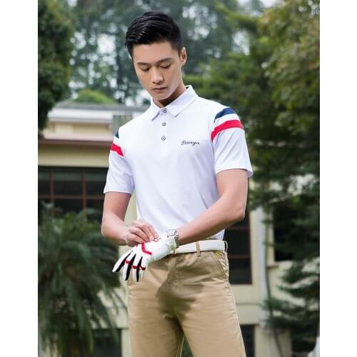 Summer golf clothes mens short-sleeved T-shirt summer breathable mens color matching short-sleeved POLO shirt