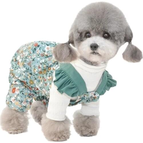 Summer Pet Dog Jumpsuit Small Dogs Clothing Puppy Hanbok Puppy South Korea Floral Shirt Overalls Schnauzer Maltese Teddy Outfit