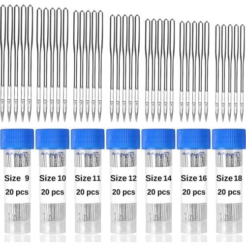 MIUSIE 140 PCS Sewing Machine Needles - 7 Sizes Sewing Machine Needles with Needle Bottle, Universal Point for Singer, Brother