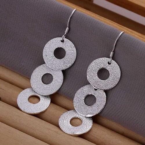Fashion jewelry For Women, 925 jewelry silver plated Earring Round Plate Earrings E140 /LVYDHUQS THGTJPKB