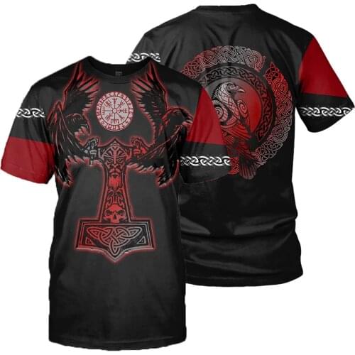 Brand clothing Viking Tattoo pattern Print 3D Gothic t shirt Men tshirt Summer Funny T-Shirt Short Sleeve O-neck Tee shirt Tops