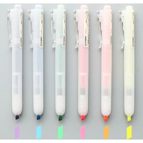 6 Colors/Set Fashion Creative Colorful Pressing Style Highlighter Oblique Head Mark Pen Kids Graffiti Drawing Painting Tool Pen