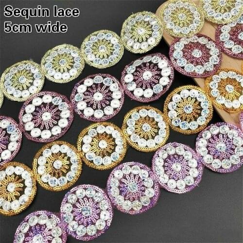 New DIY Organza Sequin Embroidery Round Lace Barcode Manual Dress Costume Shiny Ms. Child Doll Clothes Multipurpose Accessories