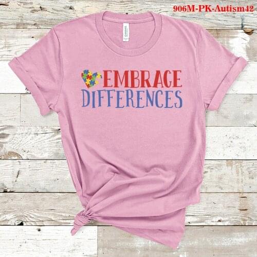 Embrace Differences Print T-Shirt Autism Seeing The World Differently T Shirt Women Oversized Graphic Tees Tops Kawaii Clothes