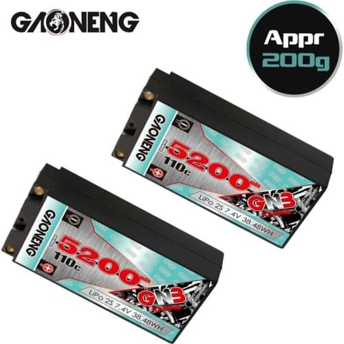 Rechargeable battery GNB 7.4V 5200mAh 110C For RC Car Racing Spare Parts With Shell Upgrade LiHV 2S Battery for RC Car Boats