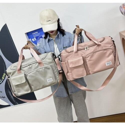 New Casual Travel Bag Hand Luggage Women Large Capacity Waterproof Solid Color Handbag Sport Bags Fitness Yoga Gym Bag For Women