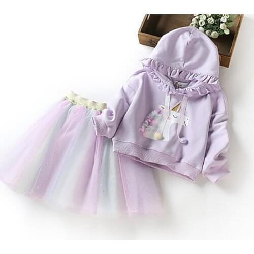 Casual Outfit Girl Baby Dress Autumn Clothes Lace Girl Party Tutu Outfits 2pcs Clothing Long Sleeve Lace Dress Hoodies for Girl