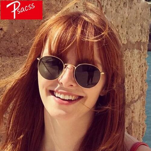 Psacss Metal Round Sunglasses Men Women Vintage Rainbow Color Feamle Luxury Brand Designer Sun Glasses oculos de sol feminino