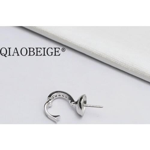 QIAOBEIGE S925 Sterling Silver mother of pearl 10-15mm pearl bead pendant mounting big accessory diy material