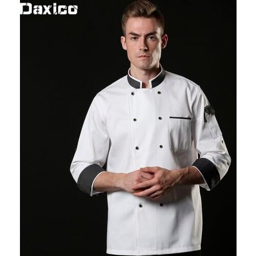 Plus Size Man Restaurant Chef Jacket Long Sleeves Autumn Breathable Double Breasted Cooking Clothing Bakery Food Service Blouse