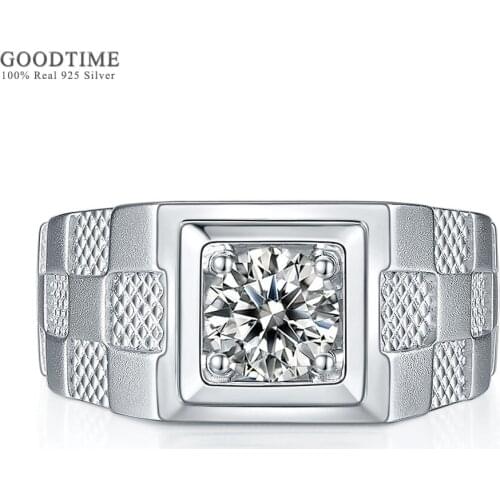 Luxury Moissanite Ring 100% 925 Sterling Silver Men Shine Ring Fashion Jewelry Accessories Gift For Bridegroom Wedding Party