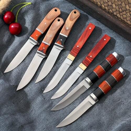 Hand Butcher Knife Wooden Handle Stainless Steel Fruit Knife Camping Outdoor Pocket Knife Mini Knife