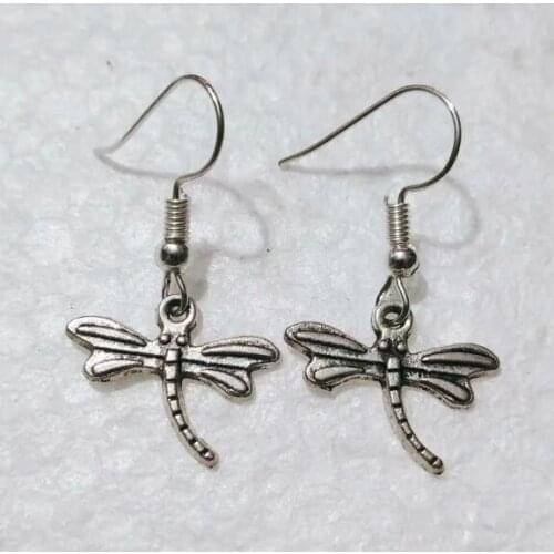 Ancient Silver Cute dragonfly ladybug Earrings Alloy Girl Earrings Women Earrings Unique Jewelry Holiday Gifts