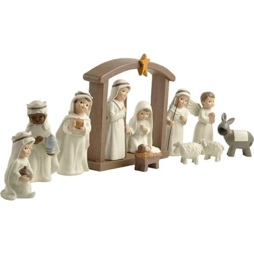 Christmas Nativity Scene Statue Figurines, Miniatures Home Chruch Decor, for Shelf, Living Room Bedroom Office Decoration