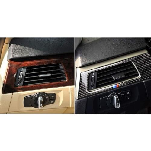 Carbon Fiber Style Plastic Left Air Conditioner Vent Outlet Cover Mouldings for BMW 3 Series E90 E92 E93 2005-2012