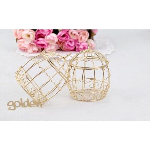 Wedding Favor Box European creative Gold Matel Boxes romantic wrought iron birdcage wedding candy box tin box wholesale Wedding