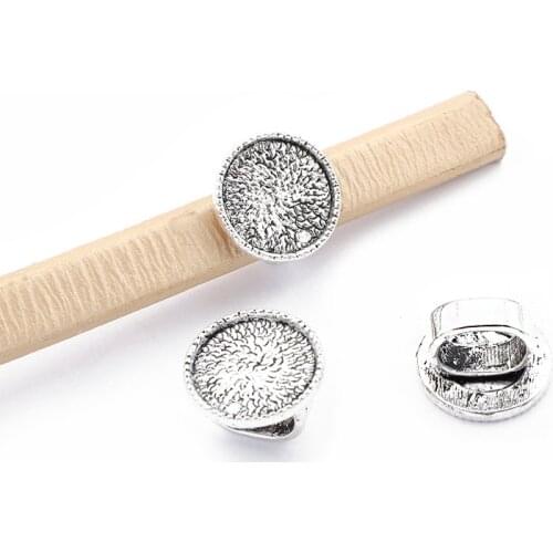10Pcs Tibetan Silver 10*6mm Licorice Slider Sapcer 14mm Blank Cabochons Cameo Settings Tray DIY Bracelet Jewelry Making