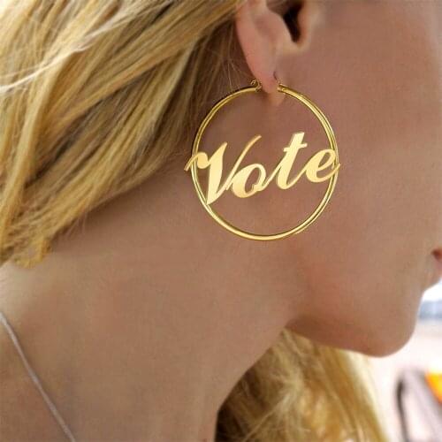 VCU The American Presidential Election VOTE Stainless Steel Earrings Large Circle Name Earrings Custom Made
