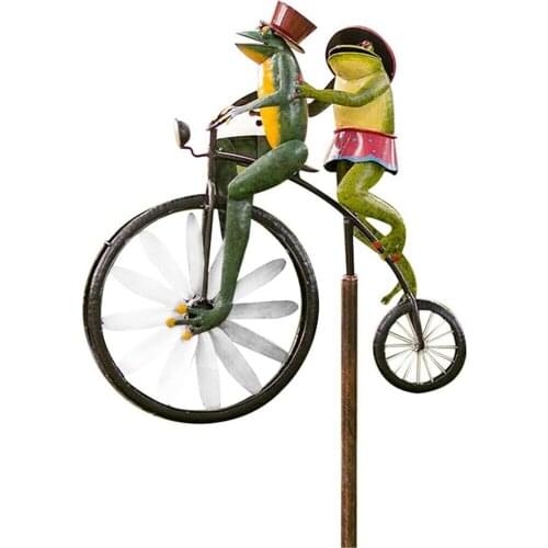 Vintage Garden Wind Spinner Metal Riding Animal Windmill Home Garden Decorations Wind Spinner Rotating Windmill Garden Ornaments