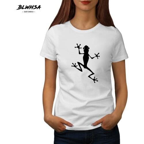BLWHSA Frog Printing T Shirt Women Casual Summer Short Sleeve Funny T-Shirt Hip Hop Frog Animal Printed Women Shirts Tops Tees