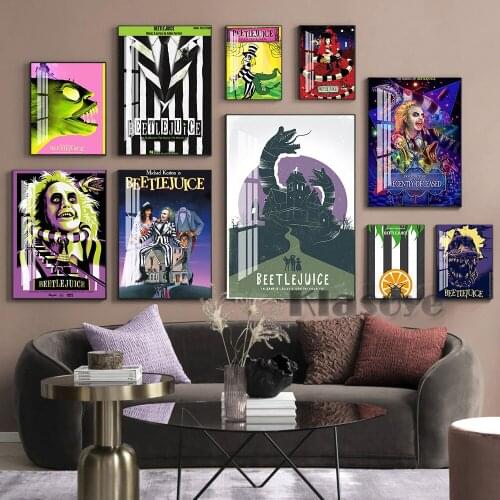 Beetlejuice Horror Comedy Fantasy Movie Poster Weird Caricature Art Prints Canvas Painting Retro Wall Picture Bar Pub Club Decor