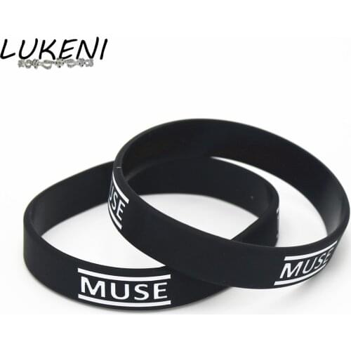 LUKENI 1PC Hot Sale Fashion Muse Silicone Wristband Bracelet for Music Fans Black Silicone Rubber Bracelets &Bangles Gift SH117