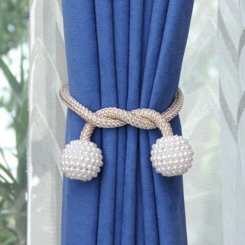 1Pc Magnetic Pearl Curtains Clamps Window Screens Binding Rope Curtain Bandage Clip Hang Ball Buckle Tie Rope Straps Home Decor