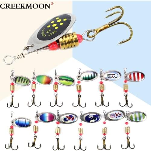 10pcs Spinner Fishing Lures Wobblers CrankBaits Jig Shone Metal 6cm 2.6g Sequin Trout Spoon with Hooks for Carp Fishing Pesca