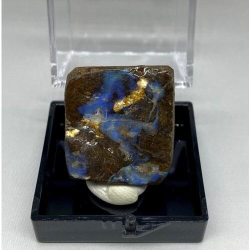 100% natural rare Australian iron opal (photographed in wet water state) gem mineral specimen quartz gemstones box size 3.4 cm