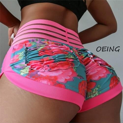 2021 Sexy Seamless Gym Shorts Floral Print Joggers Workout Shorts Fitness Patchwork Sexy Biker Clothes